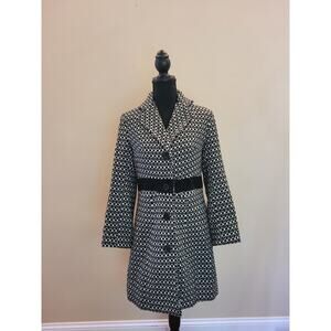 Axcess Black & White Geometric Mod Pea Coat | Vintage 60s Style | Size S